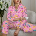 thumbnail image 4 of Goofa Pink Donut Printed Women’s 2 Piece Pajama Set Super,Pajamas Women's Long Sleeve Sleepwear Soft Button Down Loungewear Pjs Lounge Set Nightwear-XX-Large, 4 of 9