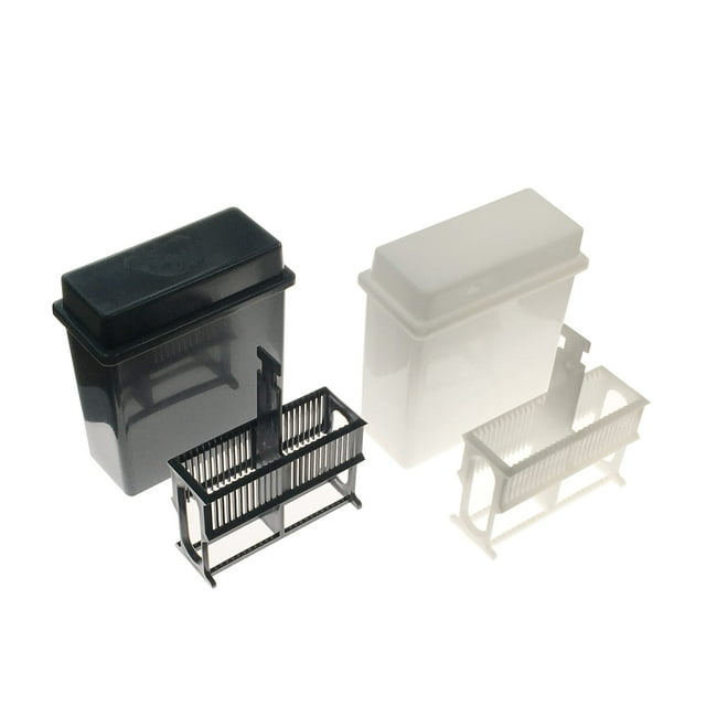 MUHWA Support de Tachetage et Pot pour Microscope 24 Places, 2 Ensembles, Gris/blanc