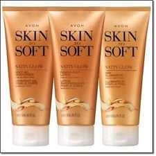 Avon Skin So Soft Satin Glow Set Of 3.(Firming Body Lotion, Body Gel Moisturizer and Skin