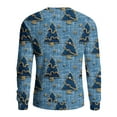 thumbnail image 5 of Men's Christmas Printed Crewneck Long Sleeve Ribbed Knit Pullover Sweater with Plant Design, Relaxed Fit Casual Business Knitwear for Holiday and Daily Use,Blue,L, 5 of 5