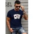 thumbnail image 3 of ABPHQTO Camiseta gráfica de manga corta con estampado de naipes para hombre de color azul, 3 of 5