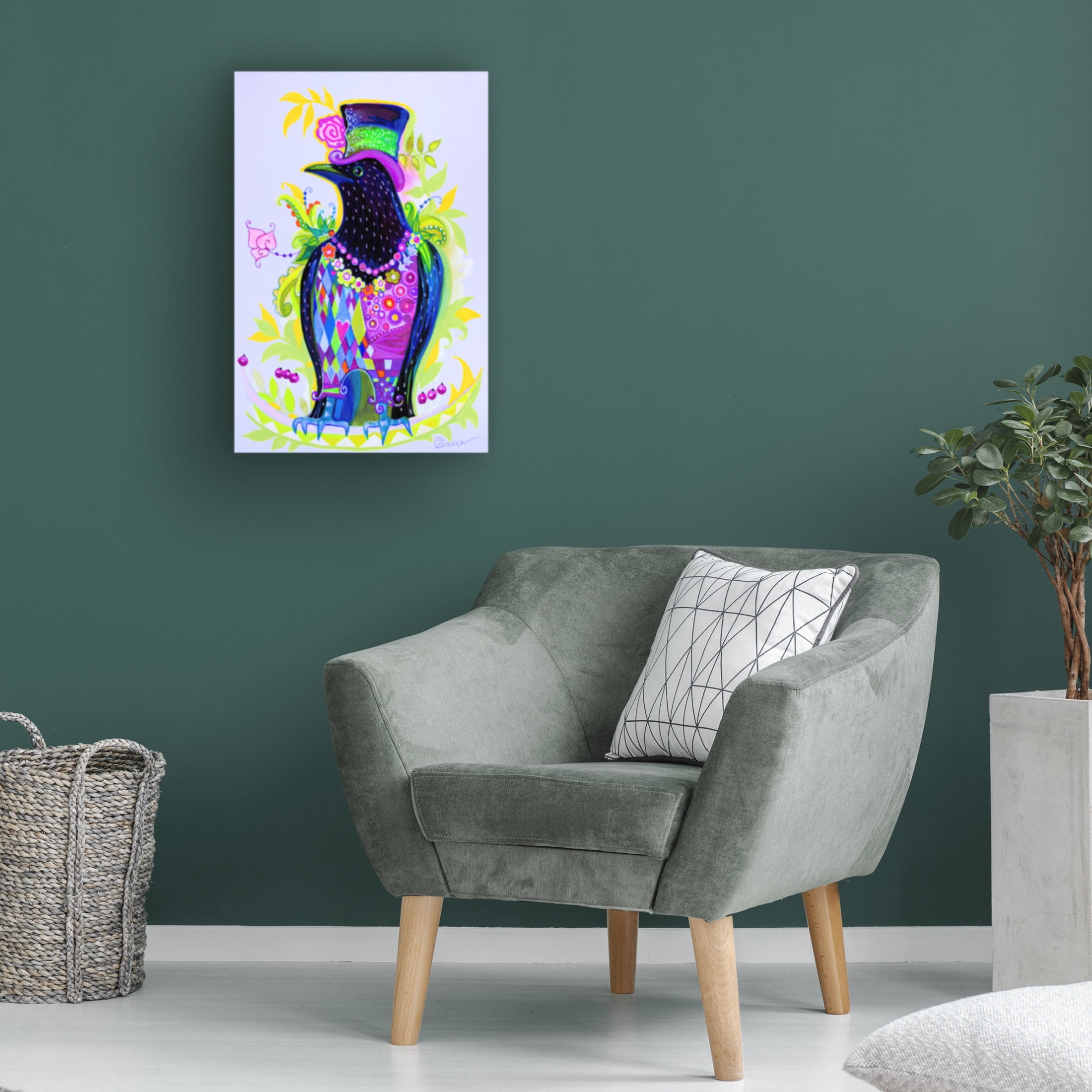 Canvas Wall Art - Oxana Zaika 'Black Raven' Wall Art for Living Room, Bedroom, or Office Décor by Trademark Fine Art - 12 x 19 Inches