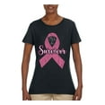 thumbnail image 2 of Wild Bobby Pink I'm A Breast Cancer Survivor Breast Cancer Awareness Women Graphic Tee, Black, Small, 2 of 6