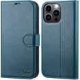 thumbnail image 1 of iPhone 13 Pro Case, iPhone 13 Pro 5G Case[Card Holder][Kickstand] [TPU Inner Shell][RFID Blocking] Flip Phone Cover Compatible for 6.1 Inch iPhone 13 Pro -Black - 3 Rear Cameras (Peacock Blue), 1 of 7