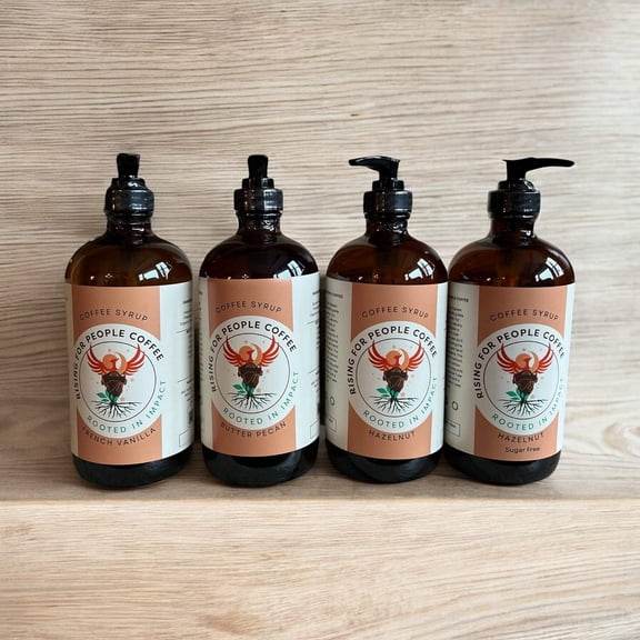 Rising for People Coffee French Vanilla Coffee Syrup, organic and Fair Trade, 16 fl oz.