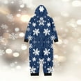 thumbnail image 4 of Bysome Christmas Pjs For Family Boys Girls Christmas Pajamas Long Sleeve Snowflake Print Onesie With Hooded Fall Winter Sleepwear,Blue,Size 2-3 Years, 4 of 6