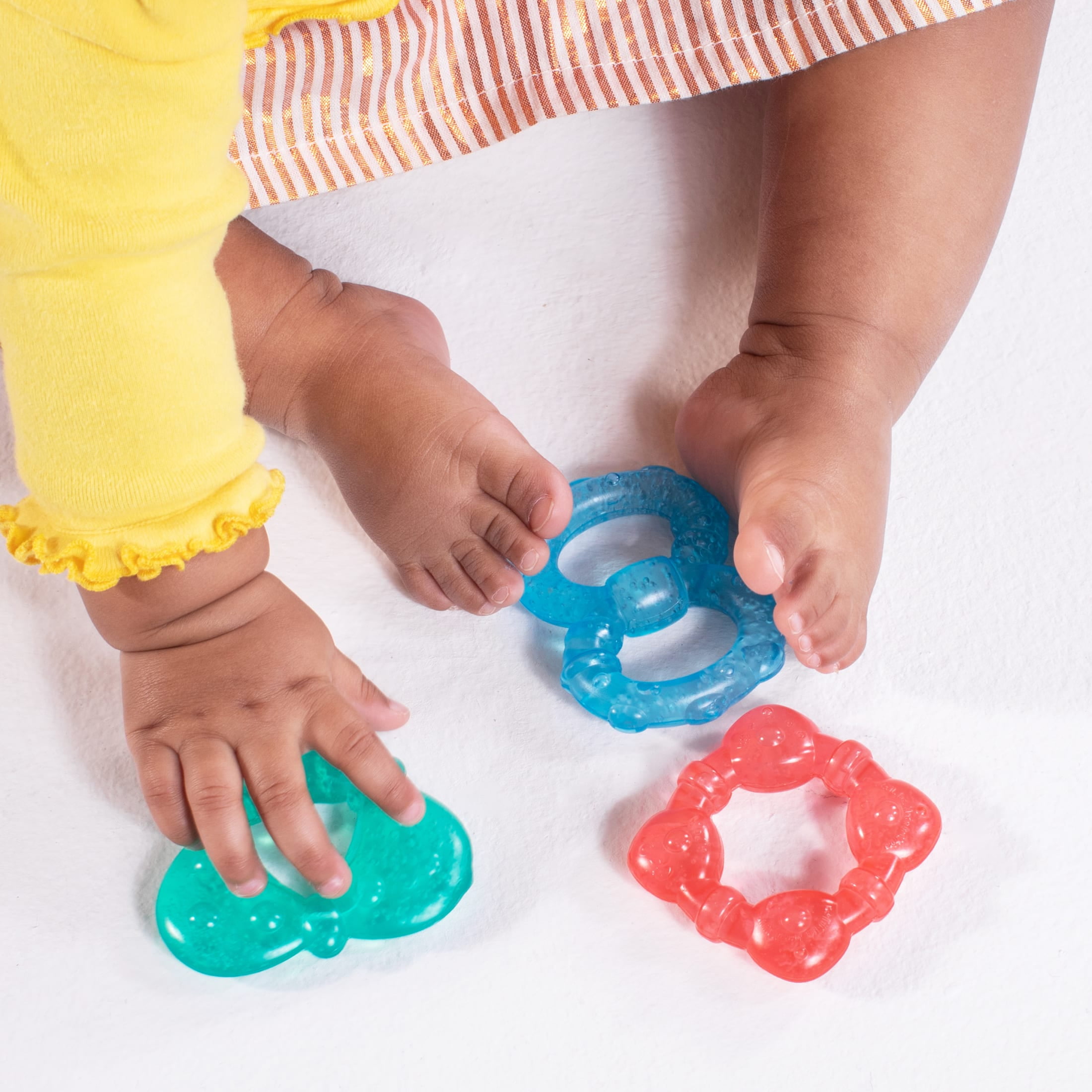 (2 pack) Bright Starts Stay Cool Teethers Gel-Filled 3 Pack, Chillable Teething Baby Toy, Ages 3 months +