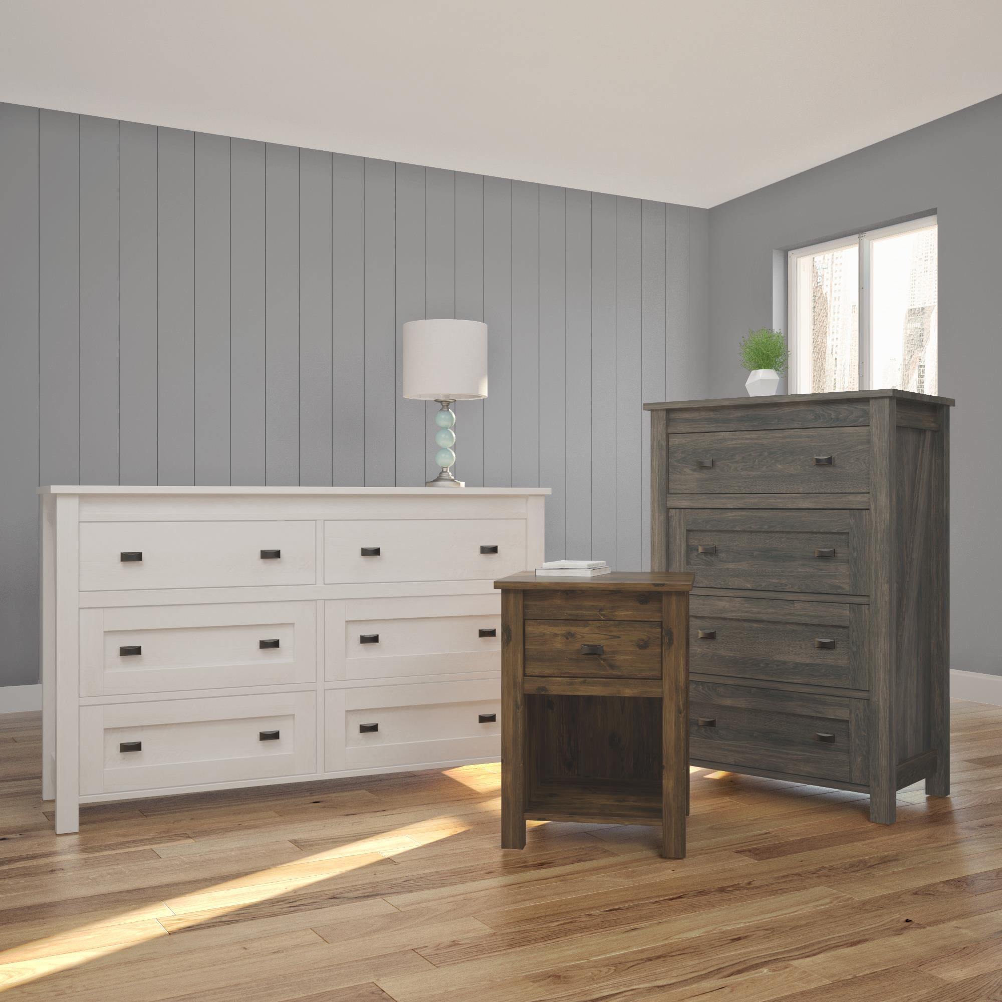 Woven Paths Scandi Farmhouse 4 Drawer Dresser Weathered Oak