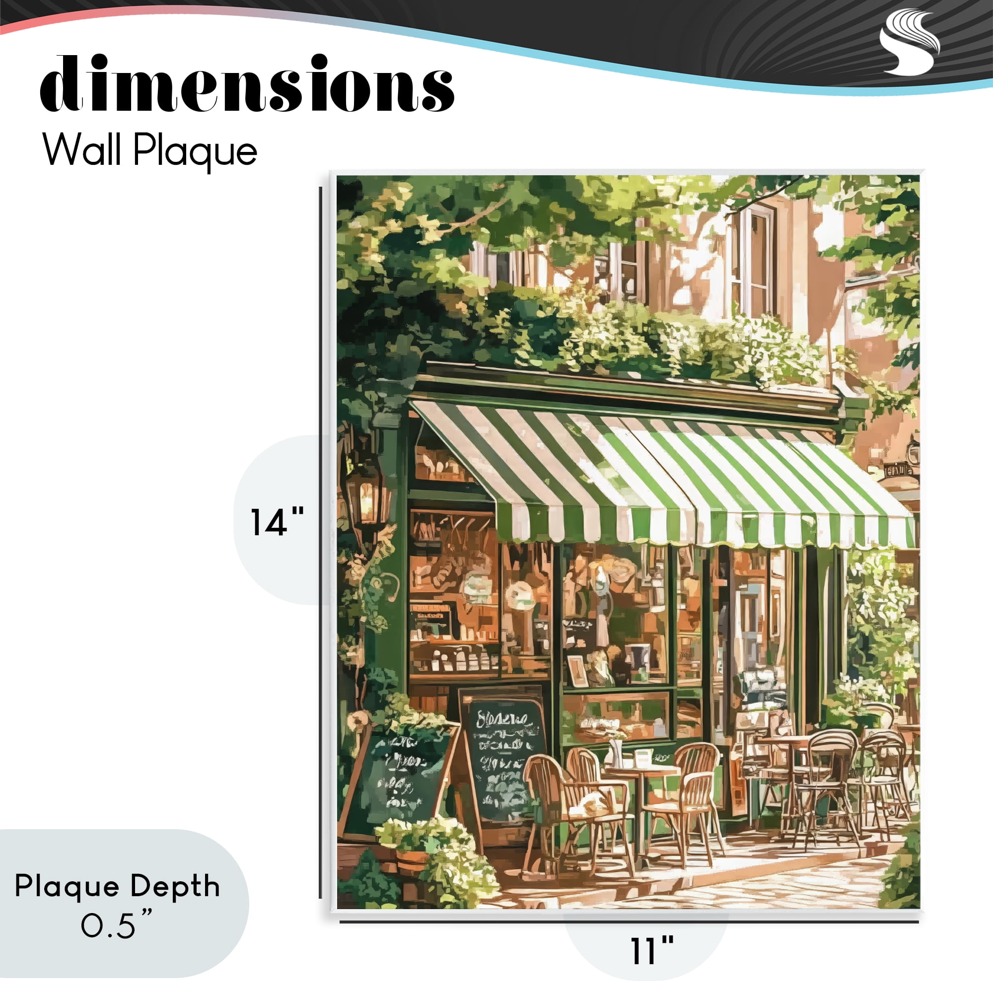 Stupell Industries Coffee Shop Awning & Greenery Wall Plaque Art, design by LSR Design Studio