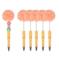 thumbnail image 1 of Bolígrafos de bola de pompón Uxcell, bolígrafos esponjosos de plástico lindos con cuentas para regalos de bricolaje, escritura y suministros de oficina - 6 Pcs (Naranja), 1 of 7