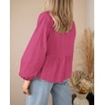 thumbnail image 2 of PRETTYGARDEN Women's Spring Fall Babydoll Peplum Blouse Shirt Puff Long Sleeve Bow Tie Front Trendy Cute Y2K Going Out Tops, 2 of 9