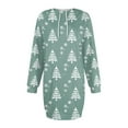 thumbnail image 7 of Women's Long Sleeve Hooded Sweatshirt Dress with Snowflake Christmas Tree Print, Ugly Christmas Sweater Women Style, Cozy Fall and Winter Dress with Pockets for Holiday,Light Green,2XL, 7 of 7