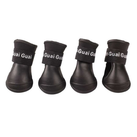 Machinehome 4PCS/Set Dog Puppy Shoes PU Waterproof Pet Rain Boots Anti-Slip Skidproof Elastic Protective Pet Shoes