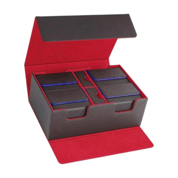 Estuche para barajas de cartas coleccionables Cajas para cartas deportivas Capacidad para 400 cartas Recopilación de cartas Interior rojo y azul.