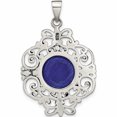 thumbnail image 4 of Sterling Silver Oxidized Dyed Blue Agate Filigree Fancy Pendant (36.5 X 23) Made In Thailand -Jewelry By Sweet Pea, 4 of 7
