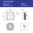 thumbnail image 4 of iLiving 12 Inch Smart Remote Shutter Exhaust Fan with Thermostat, Humidistat, Variable Speed, Timer, Wall Mounted, 12, 4 of 6