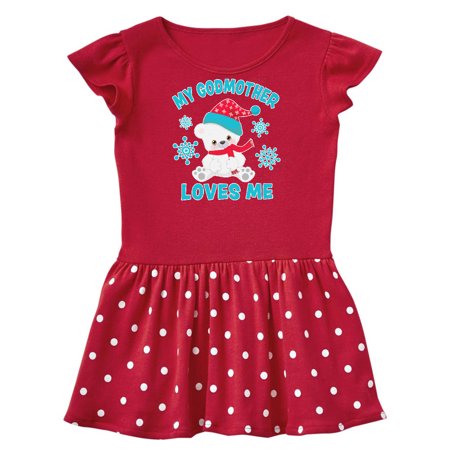 

Inktastic Polar Bear My Godmother Loves Me in Santa Hat Gift Baby Girl Dress