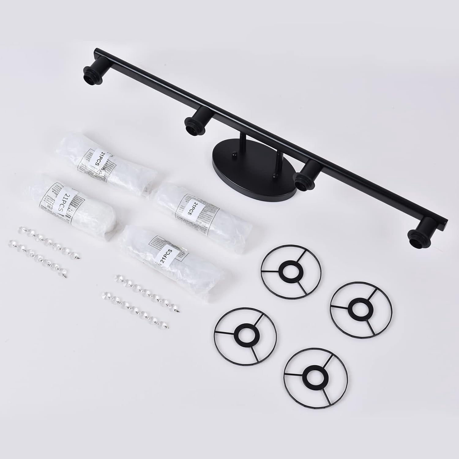 Modern Black Crystal 4-Light Vanity Light, Stylish Home Decor Wall Sconce for Bathroom