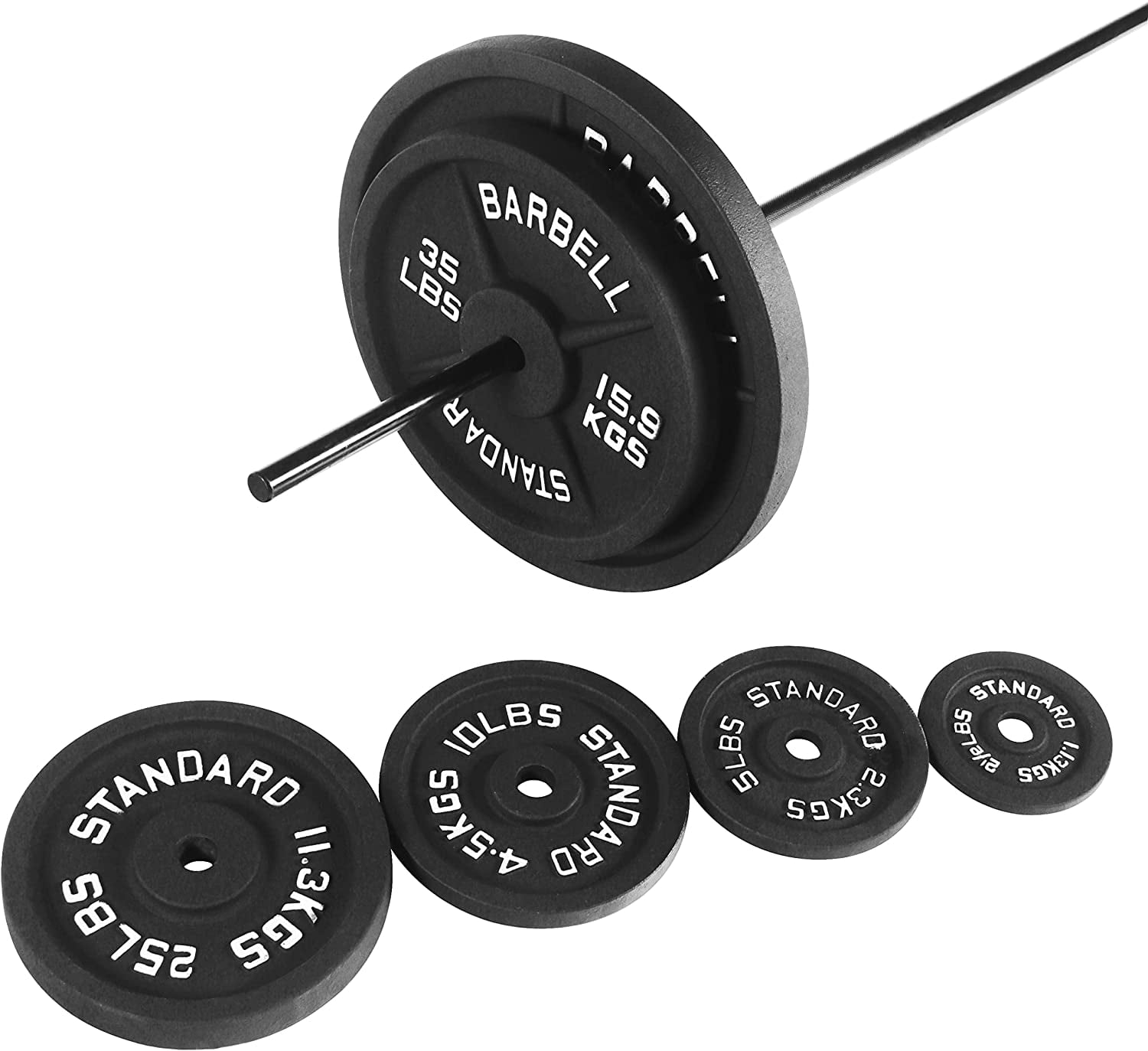 BalanceFrom Classic Cast Iron Weight Plates for Strength Training, 1-Inch, 2.5-Pound, Pair