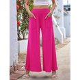 thumbnail image 4 of Pantalones de Mujer con Cintura Elástica, Estilo Informal, Holgados, de Pierna y Bolsillos. Rosa Roja M, 4 of 7