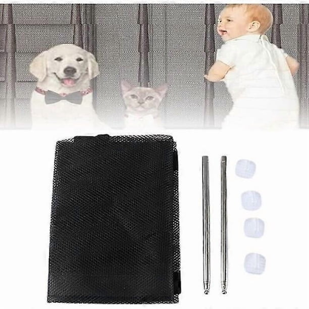 Baby Stair Safety Net, Balcony Safety Net, High Stair Safety Net, Dog Safety Gate with Strong Hook and Pole, Black 180×72cm