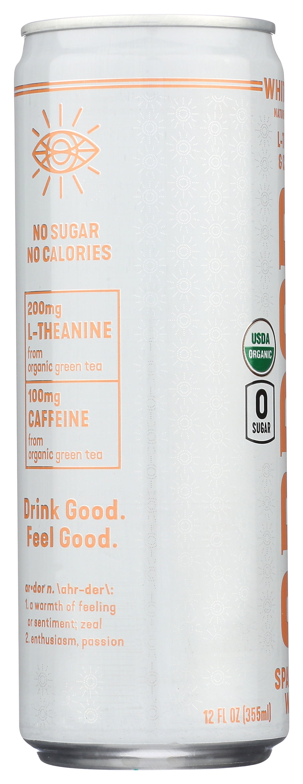 Pack of 12, Ardor Organic Inc White Peach Sparkling Water, 12 fl oz