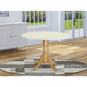 East West Furniture Dublin Traditional Wood Dining Table in White/Oak