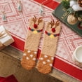 thumbnail image 1 of Chaussettes de Maison en Peluche Tissée Corail Chaud Automne Hiver Noël, 1 of 3