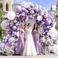 thumbnail image 6 of Pastel Purple White Balloon Arch Double Stuffed, Light Lavender Pearl Balloon Garland Kit with Metallic Lilac Silver Color for Bridal Shower Wedding Birthday Graduation Mothers Day Party Decoration, 6 of 8