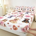 thumbnail image 3 of Castle Fairy Boys Girls Cartoon Animal Bow Dogs Twin Sheet Sets 3pcs,Happy Valentine's Day Twin Fitted Sheet Microfiber,Kawaii Love Heart Print Breathable Flat Sheet,Luxury Bedroom Decor, 3 of 7