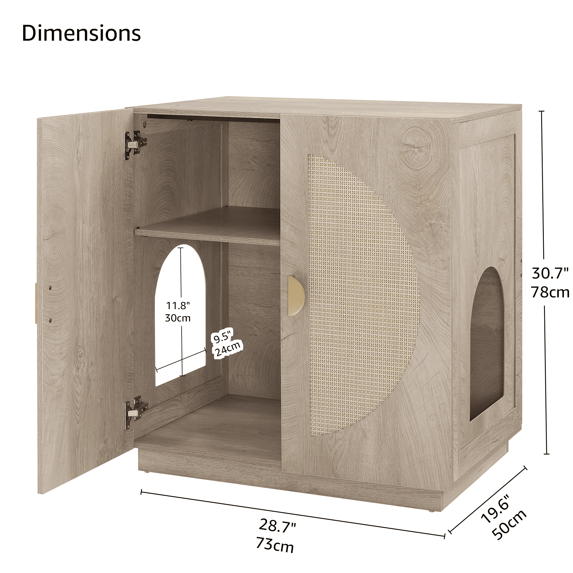 Unipaws Tall Cat Litter Box Enclosure with Shelves, Hidden Litter Box Cover for Tall or Top Entry Litter Box, Weathered Grey
