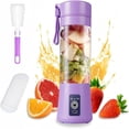 thumbnail image 1 of Batidora portátil, 150 watt para batidos y smoothies, 380 ml batidora de viaje recargable por USB, botella sin BPA, Con Cepillo Esponja y Ice Lattice (MORADO), 1 of 5