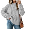 thumbnail image 2 of Tusihei Women Oversized Cable Knit Sweater Long Sleeve Chunky Pullover Tops Casual Fall Winter Cozy Knitwear Loose Fit Sweaters for Women, Gray 2XL, 2 of 5