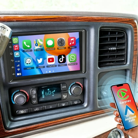 Eforcase Car Stereo Radio for Cadillac Escalade 2003-2006 - 7" QLED Touchscreen with Wireless CarPlay & Android Auto,GPS Navigation,Wi-Fi,Bluetooth   HD Backup Camera