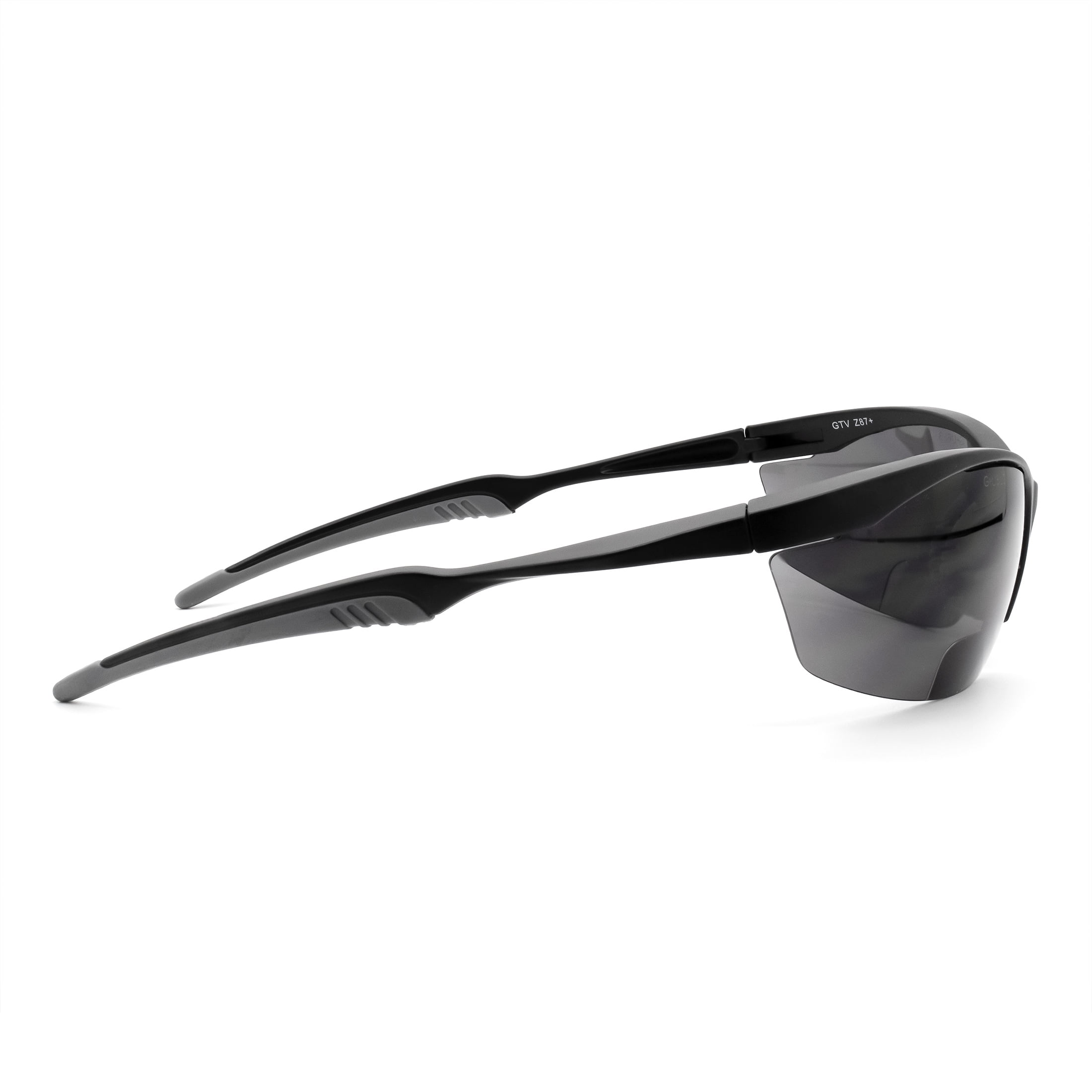 Safety Vu Bifocal Polarized Safety Glasses Black Frame with Gray Lens Tint +2.50 Magnifier.