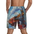 thumbnail image 2 of Lsque Mens Swim Trunks Cartoon Train Hot Air Balloon Pattern - Bathing Suit Compression Liner - Beach Swim Shorts Swimwear - (S-3XL) - Stretch Quick Dry -XX-Large, 2 of 9