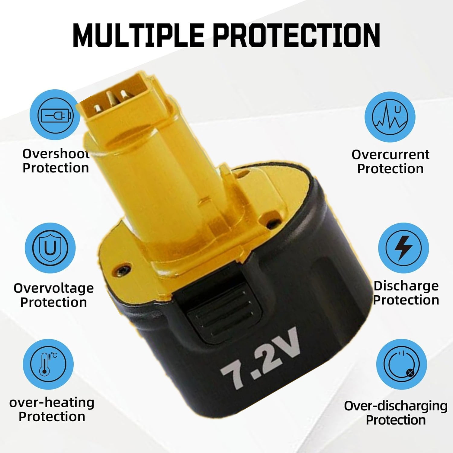 4Pack 7.2V Ni-MH Battery Replacement for Dewalt 7.2V Battery DW9057 DE9057 DE9085 DW920K DW920K2 DW925K DW925K2 DW968K