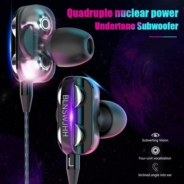 Audífonos intrauditivos con cable A4 de 3,5 mm con control de volumen y micrófono (negro)