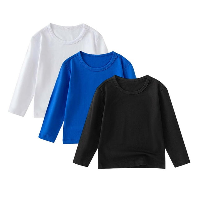 Ohufall Hauts Légers pour Enfants 12M-11T Garçons Filles Manches Longues Extensibles Décontractés Col Rond Confortables Pulls Fins, Lot de 3