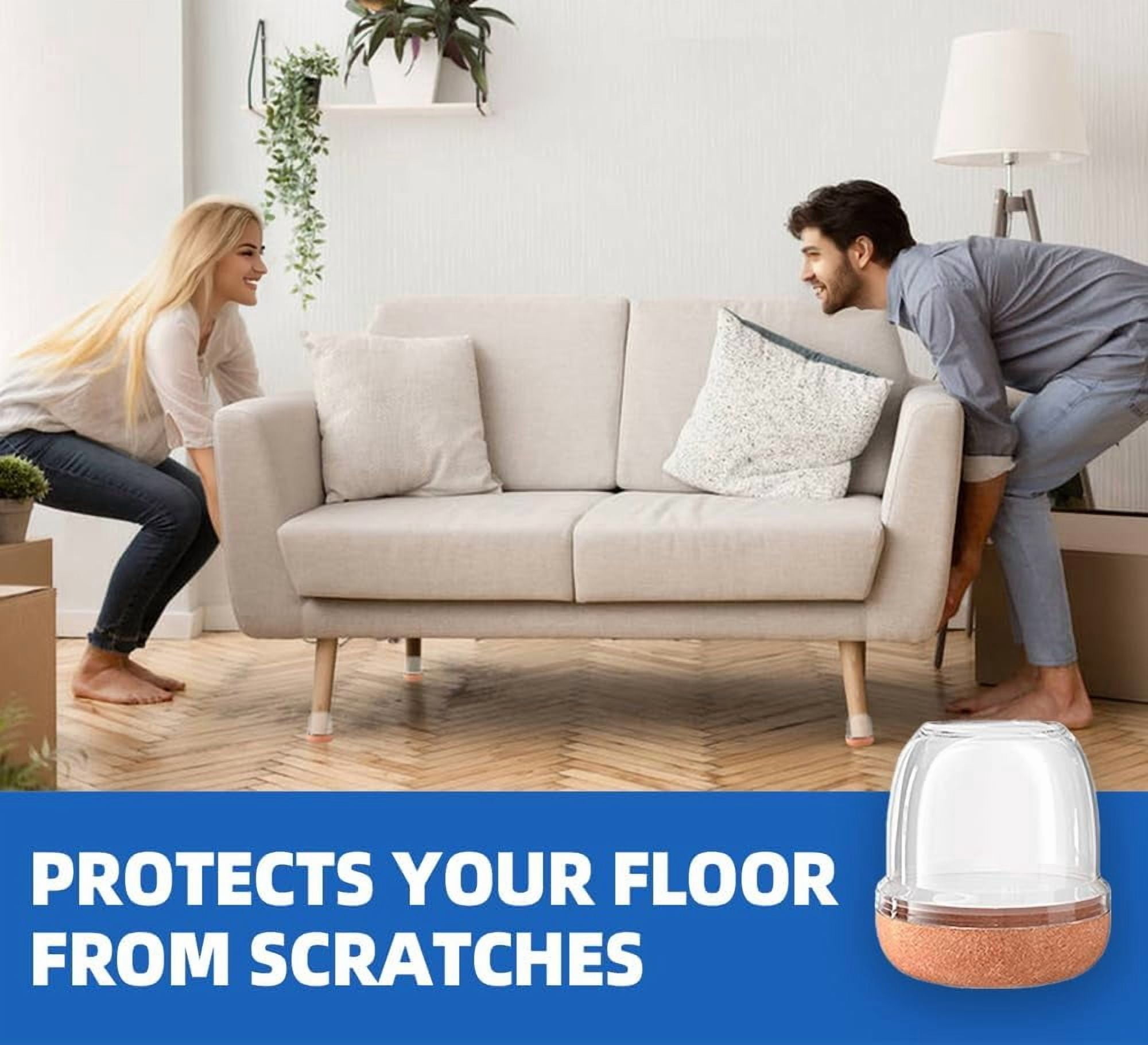 20 Pcs Clear Small Chair Leg Floor Protectors for Hardwood Floors, Upgraded Rubber Chair Leg Caps with Felt Pads, Furniture Leg Feet Cups Protect Floors from Scratches Reduce Noise (Fit 0.8"-1")