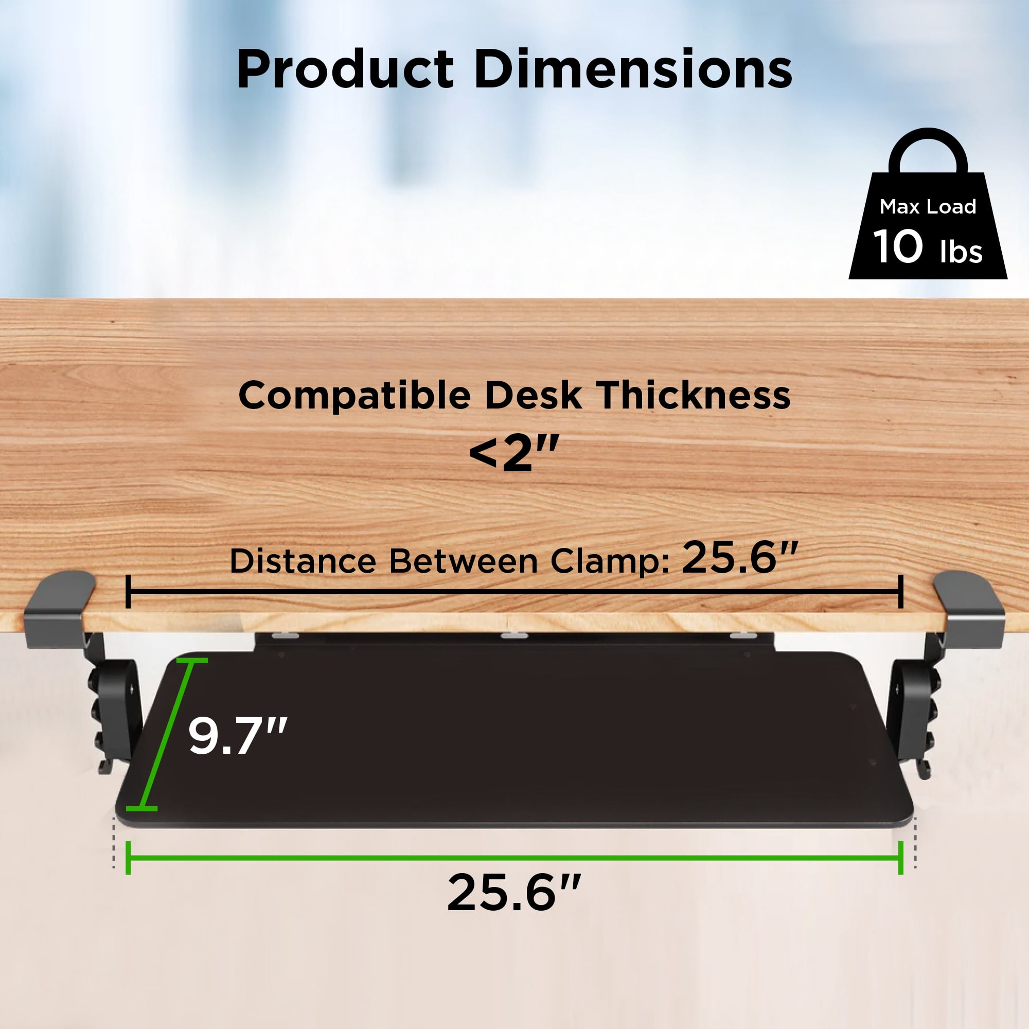 Clamp-On Under Desk Keyboard Tray – Adjustable Height and Tilt Keyboard Drawer Slide-Out with Easy Clamp Mount, Ergonomic Design for Comfortable Typing