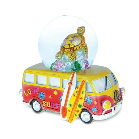 Puzzled Resin Van Sea Turtle Snow Globe (65mm), 4.5 Inch Tall Figurine Intricate & Meticulous Detailing Art Handcrafted Tabletop Sculpture Miniature Centerpiece Accent Ocean Sea Life Themed Home