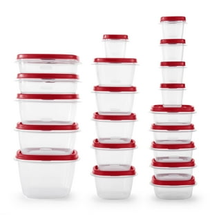  Rubbermaid 42-Piece Food Storage Containers with Lids, Salad  Dressing and Condiment Containers, and Steam Vents, Microwave and  Dishwasher Safe, Red (Pack of 21)