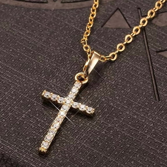 Fashion Female Cross Pendants 14K Yellow Gold Jesus Cross Pendant Necklace Jewelry For Men/Women