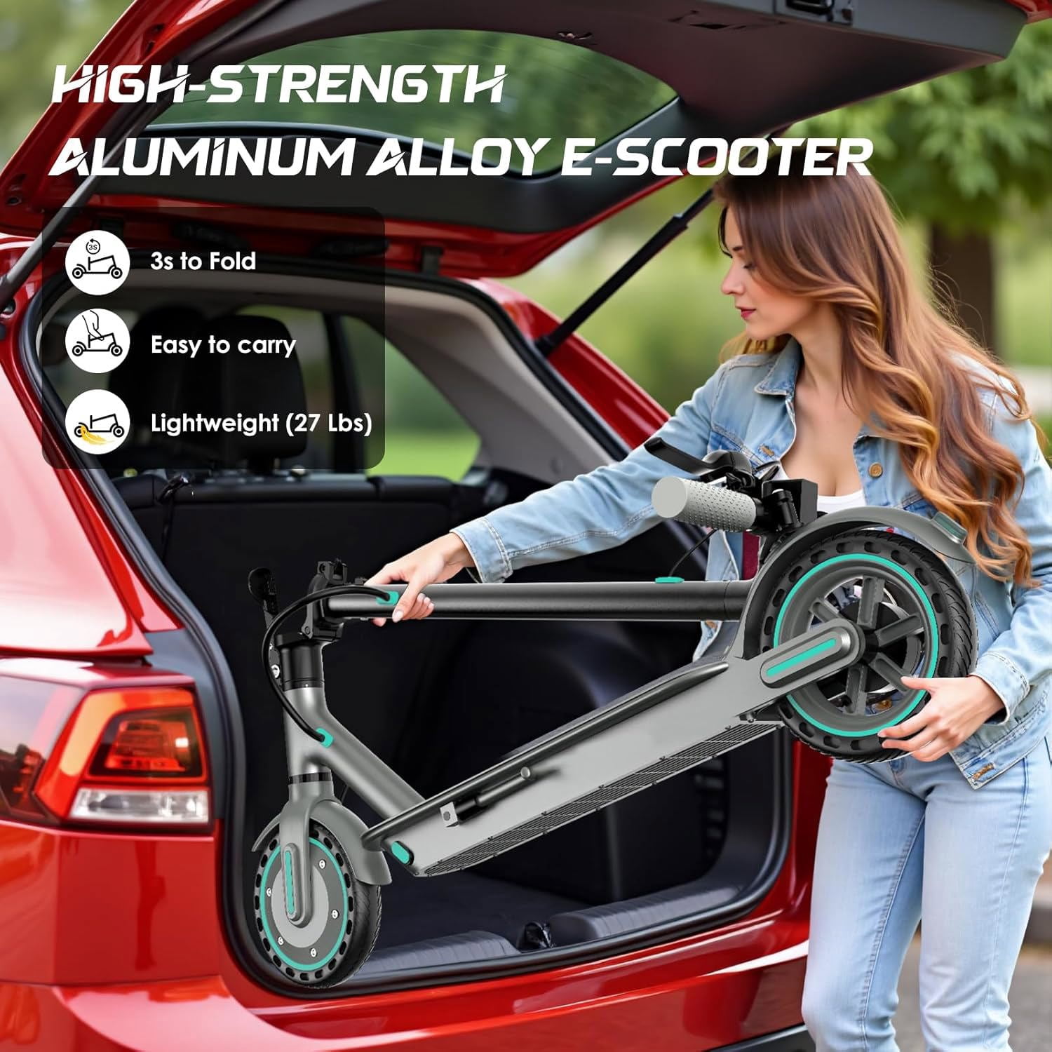 EggKing Electric Scooter for Adults 8.5" Solid Tire 19MPH, 350W Motor Max 15Mile Range Folding Commuting E Scooter