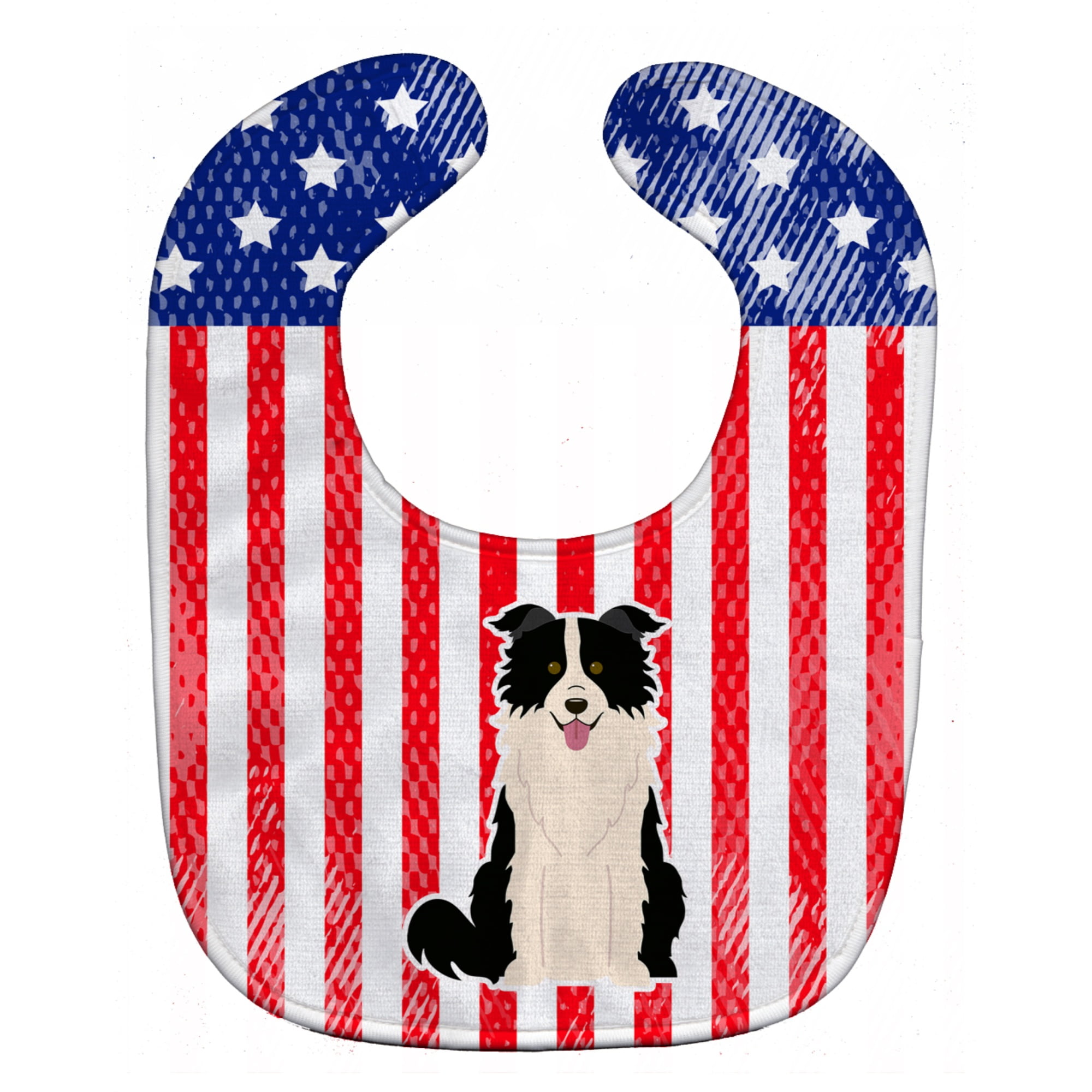 Carolines Treasures BB3113BIB Patriotic USA Border Collie Black & White Baby Bib