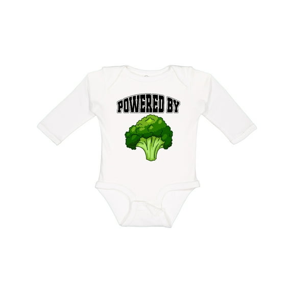 Inktastic Powered by Broccoli Boys or Girls Long Sleeve Baby Bodysuit