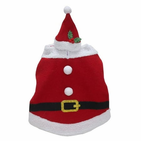 Dyno 9016456 13.5 in. Polyester Christmas Santa Suit & Hat Pet Costume - Pack of
