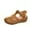 Brown, variant on Women's Closed Toe Wedge Sandals Leather Cutout Upper Fashion Breathable Platform Sandals For Women Heel High 2" Non-Slip Flat Sandals