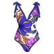 thumbnail image 1 of Gibobby Traje de baño completo mujer Traje de baño de mujer con estampado retro conservador(Morado,G), 1 of 3